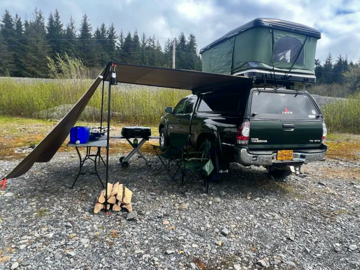 Overland Tacoma truck with rooftop tent & camp setup. An ideal rv rental option for your next outdoor adventure.. Toyota Tacoma 2012