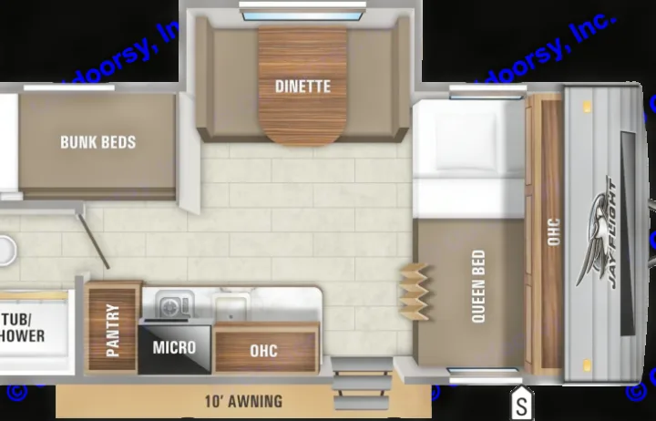 Slide out provides a spacious stay for a lightweight RV. Jayco Jay Flight SLX 2020