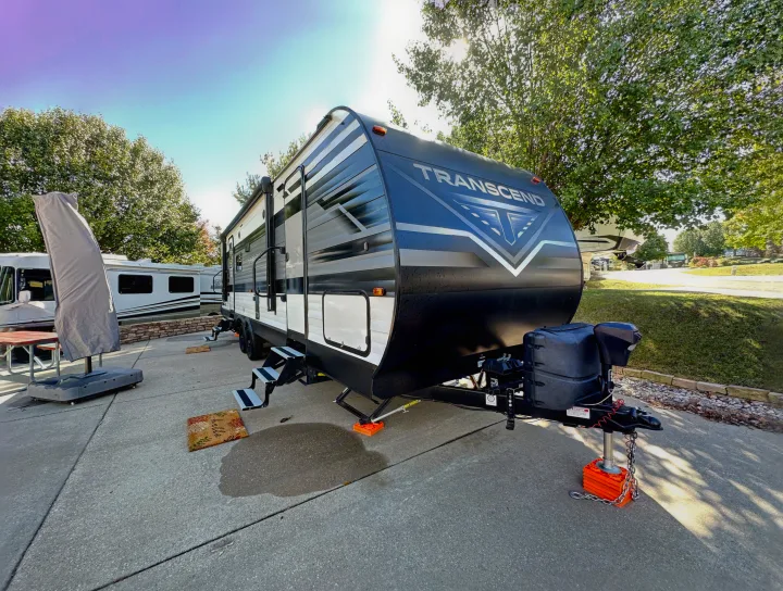 Spacious Grand Design Transcend RV rental at a sunny campsite, ready for your next adventure!. Grand Design Transcend Xplor 2022