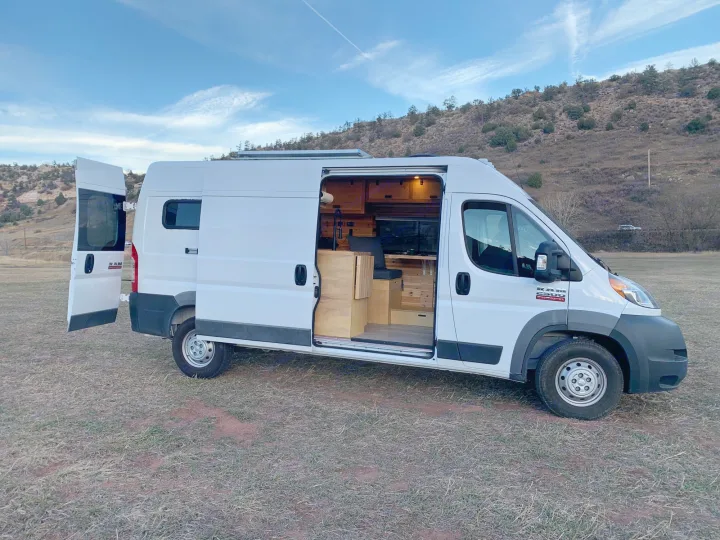 This converted Ram ProMaster camper van is perfect for an RV rental adventure, featuring a custom wooden interior for van life.. RAM Promaster 2500 159wb 2018