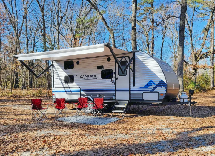 Awning is out and set up to enjoy the outdoors!. Forest River Coachmen Catalina Summit 2023