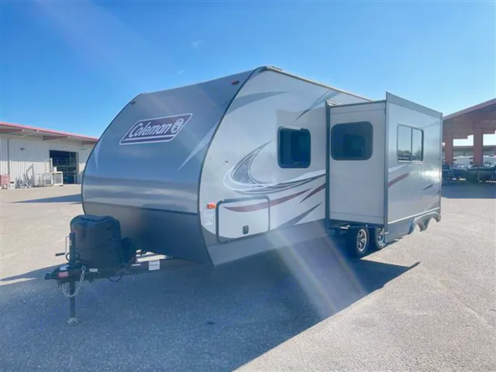 This modern gray Coleman travel trailer with a slide-out is ready for your next rv rental adventure or camping trip.. Coleman 2305QB 2018