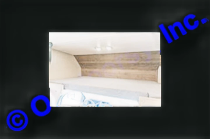 Cozy cab-over sleeping area in an RV rental, featuring a comfortable bunk, integrated lighting, and stylish wood-look wall.. Nexus RV Triumph 2022