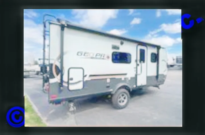 Explore the outdoors! This compact white/grey GEO PRO travel trailer is ideal for an RV rental camping trip.. Forest River Rockwood Geo Pro 2024
