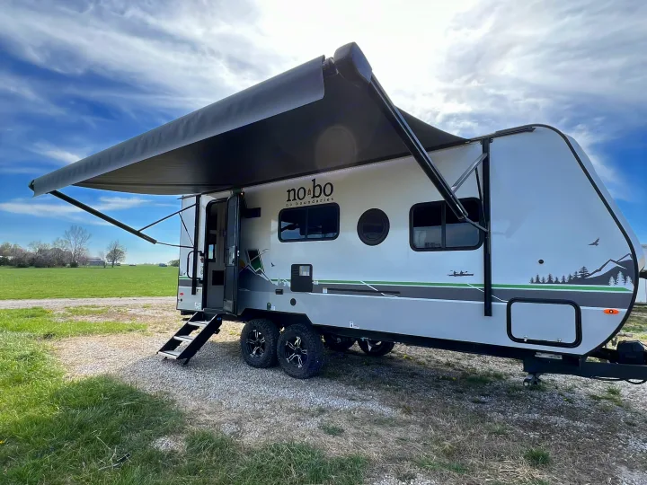 Push button extension of 16' awning makes enjoying the surroundings outdoors a breeze! . Forest River No Boundaries 19.6 2023
