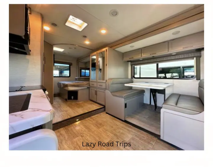 Inside a comfortable rv rental: a full kitchen, cozy bed, and dinette make it ideal for your lazy road trips. Book your travel now!. Thor Chateau 2024
