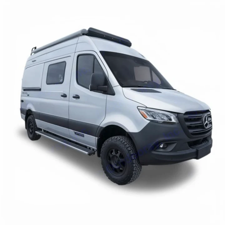 Silver Winnebago Revel 4x4 camper van (Mercedes-Benz Sprinter base), ready for rv rental adventures.. Winnebago Revel 2020