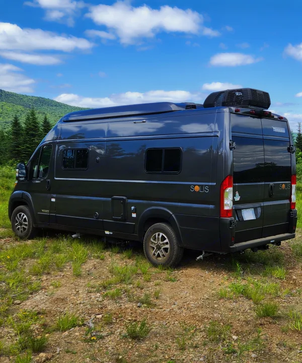 This dark grey Winnebago Solis camper van is ready for your next rv rental adventure in the mountains.. Winnebago Solis 2024