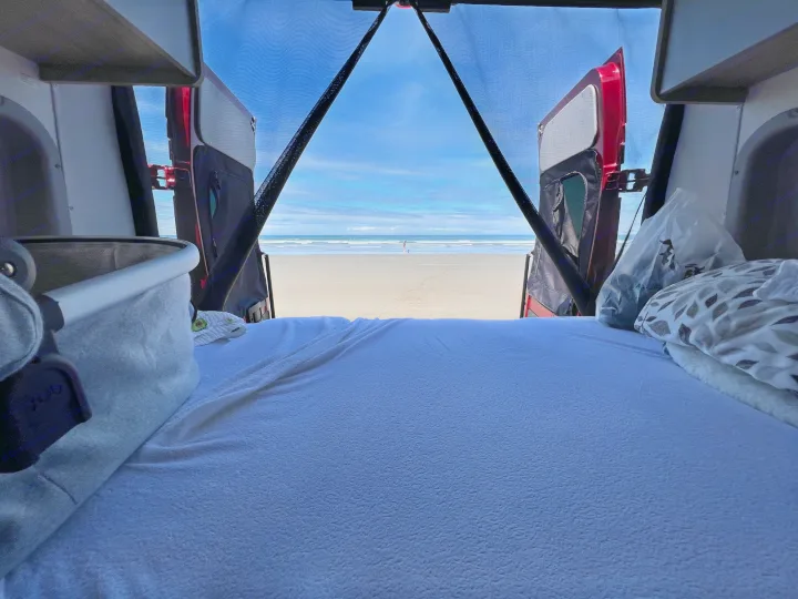 RV rental: Wake up to ocean views from your comfortable camper bed. Perfect beach travel.. Winnebago Solis 2023