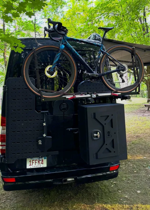 RV rental camper van with bike rack & gravel bike for adventure.. Airstream Interstate 2018