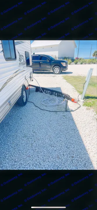 RV rental: Jay Flight travel trailer with full hookups on a coastal gravel lot, ready for camping.. Jayco Jay Flight 2018