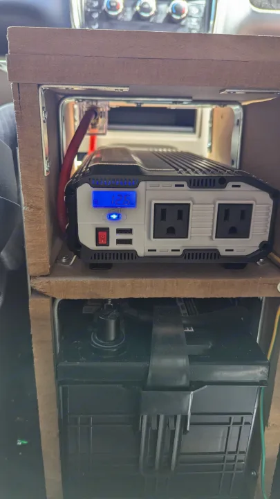This RV rental features a custom-built power system, including a 12.6V power inverter with AC/USB outlets and a battery.. Dodge Grand Caravan 2014