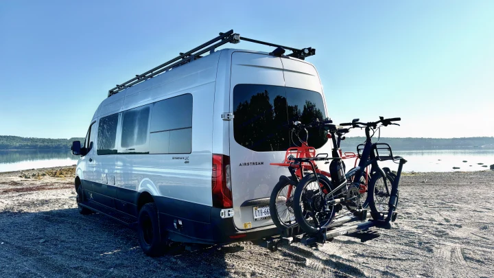 Discover nature's beauty with this Airstream RV rental, bikes ready for lakeside adventures.. Airstream Interstate 2023