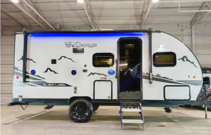 Experience the outdoors with this modern Wolf Pup travel trailer.. Forest River Cherokee Wolf Pup Black Label 2021