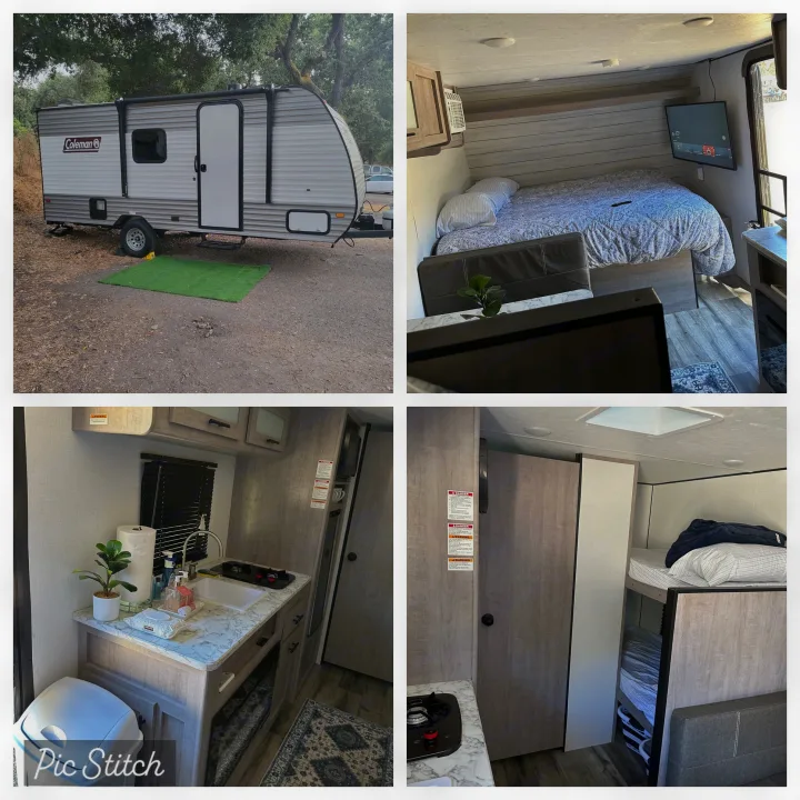Coleman RV rental: exterior, bedroom, kitchen, & bunk beds offer a complete look at this travel trailer's features.. Coleman Lantern 17b 2024