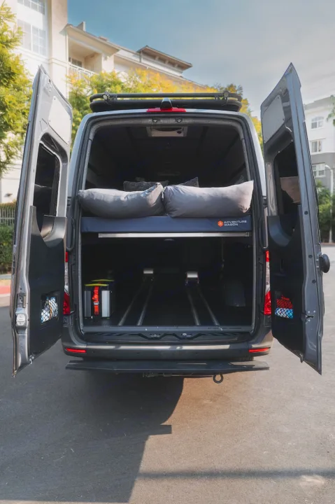 Experience van life! This RV rental, a custom conversion, has a raised bed over spacious storage. Ready for adventure.. Mercedes-Benz Sprinter 2022
