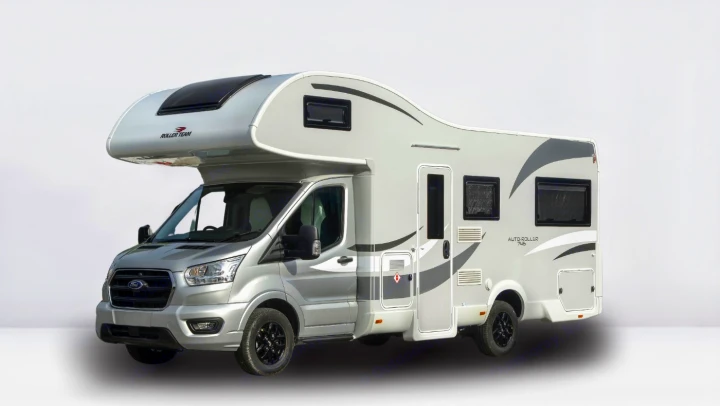 Explore in style! This modern silver-grey Roller Team motorhome is ideal for RV rental. Perfect for your next campervan travel adventure.. Roller Team Auto-Roller 746 2025