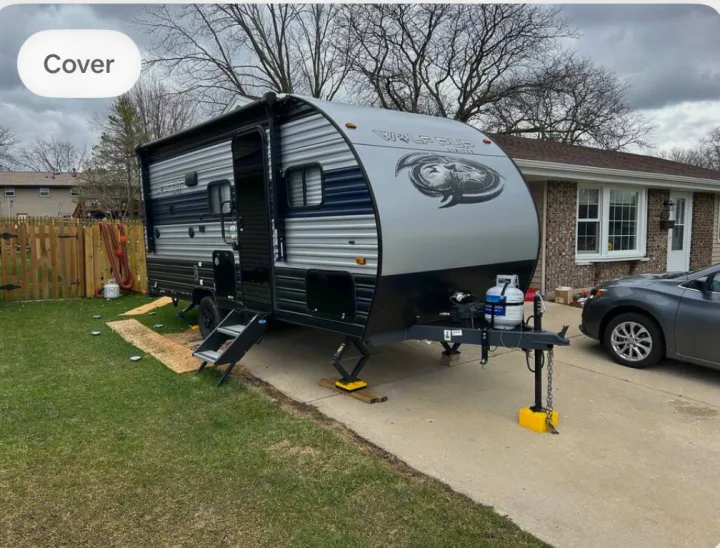 This travel trailer could be your next RV rental adventure! Ready for camping with propane tanks & leveling jacks.. Forest River Cherokee Wolf Pup 2022