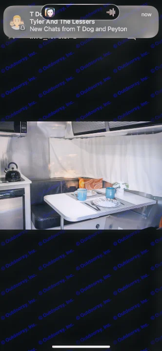 Experience comfort in this RV rental! Interior features a dining area for two, complete kitchen, and sleek metallic walls.. Airstream Sport 2018