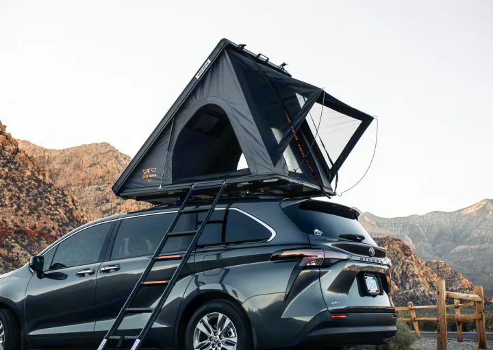 Explore with an RV rental: Toyota Sienna minivan featuring a San Hima rooftop tent for scenic outdoor camping adventures.. Toyota Other 2025