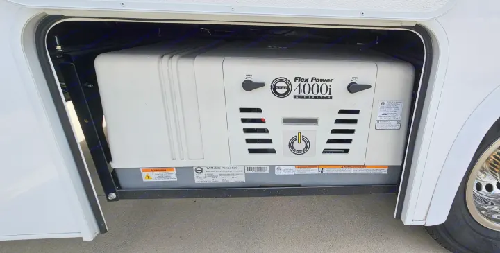 RV rental with a Flex Power 4000i generator visible in an open compartment. Powers your adventures.. Mercedes Coleman 24CL 2024