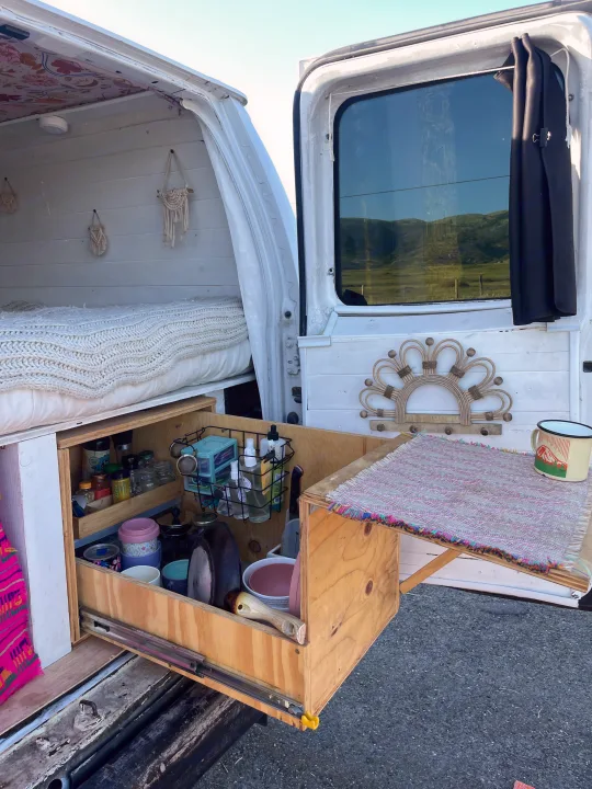 This RV rental offers compact living: a cozy bed & pull-out kitchen with all essentials for your adventures.. Ford Econoline 150 2011