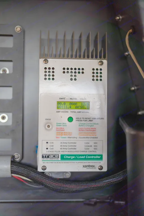 Charge controller in an RV rental displaying electrical stats like volts and amp-hours.. Ford Ford F150 2020