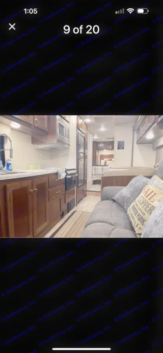 Spacious RV rental interior featuring a full kitchen, comfortable living area, and a glimpse of the bedroom. Perfect for your next adventure.. Forest River Sunseeker LE 2019