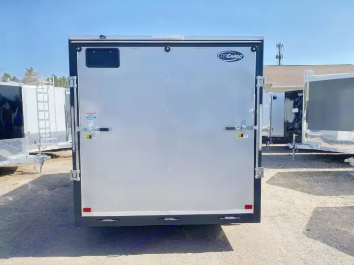 Rear view of a silver IT Cargo enclosed trailer with barn doors. Excellent for an RV rental business or transporting RV accessories.. ITI Cargo 7X14 2025