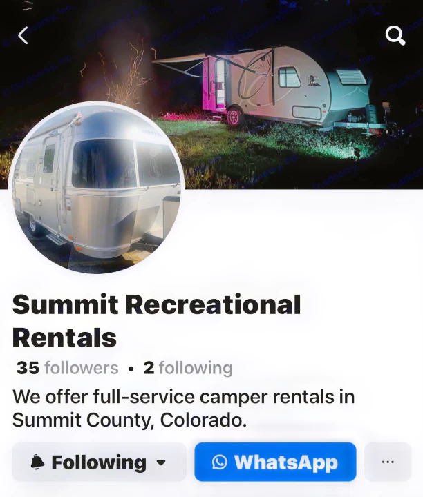 This is a business page for Summit Recreational Rentals, offering RV rental services in Summit County, CO. The page features campers and a night scene.. R-Pod Hood River Edition 2020