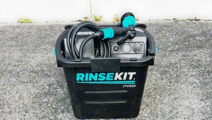 RinseKit Pro portable shower, ideal for your next RV rental adventure or any outdoor cleaning needs.. Ford Econolline 250s 2006