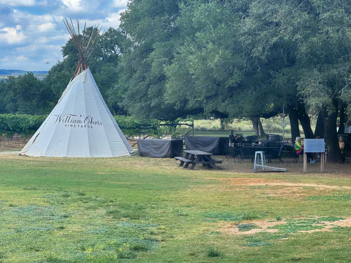 William Chris Vineyards offers a teepee, outdoor seating, and scenic views. A perfect destination for your RV rental.. Winnebago Revel 2025