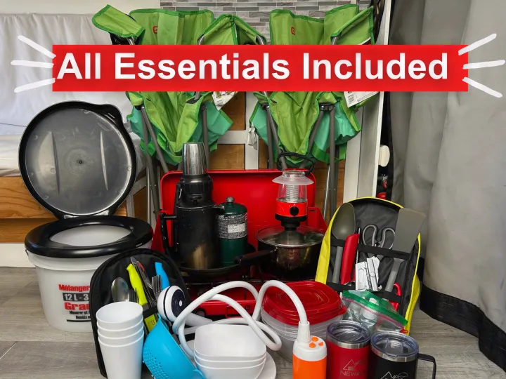 RV rental includes all essentials: portable toilet, camping chairs, kitchen kit, stove, lantern, and mugs for your adventure.. Ford Econoline 2009