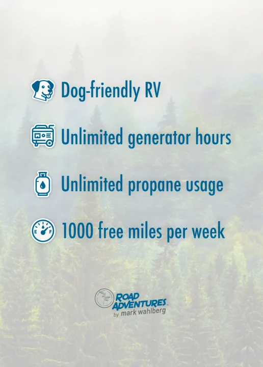 This RV rental by Mark Wahlberg offers dog-friendly travel, unlimited generator/propane usage, and 1000 free miles weekly for road trips.. Thor Motor Coach Four Winds 2026