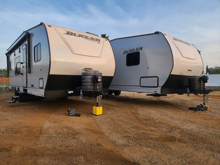 Two modern Blazen travel trailers for your next RV rental adventure. Ready for camping trips.. Genesis Supreme Rv Genesis Supreme 2026