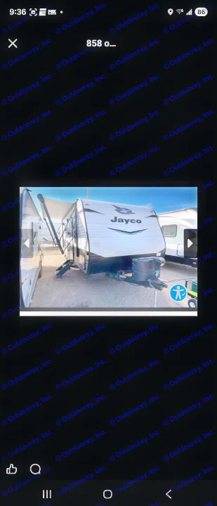 White Jayco travel trailer with extended awning, parked and ready for your next rv rental adventure.. Jayco Jay Flight SLX 2022