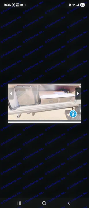 RV rental outdoor kitchen: view of a small fridge, countertop with sink, and two drawers.. Jayco Jay Flight SLX 2022