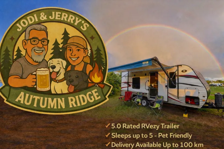 Jodi & Jerry's Autumn Ridge RV rental: A 5.0 RVezy, pet-friendly trailer that sleeps 5 with delivery, under a rainbow.. Starcraft Autumn Ridge 2014