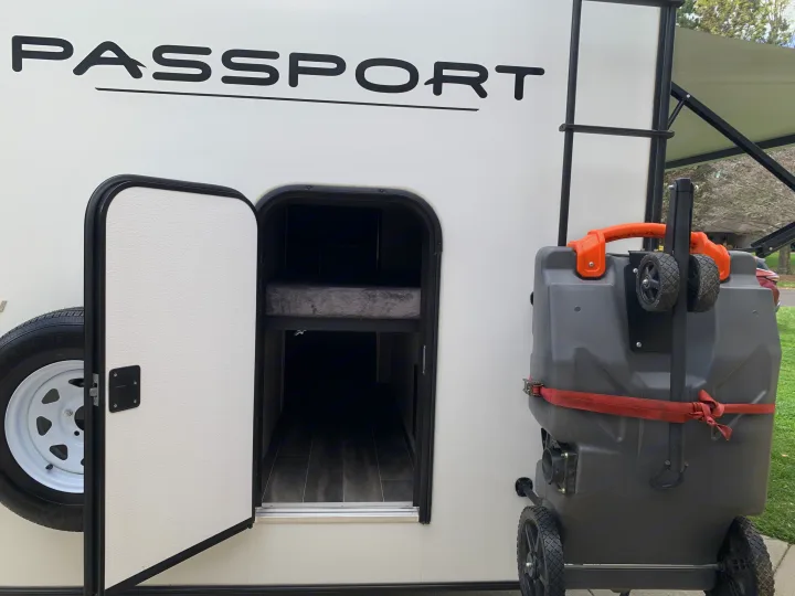 RV rental: Passport travel trailer with open access to bunk/storage, spare tire, and portable waste tank. Adventure awaits!. Keystone RV Passport 2022