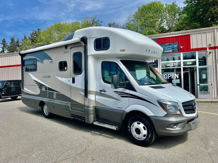 Sleek Mercedes-Benz Itasca Navion RV rental, perfect for road trips and outdoor adventures.. Itasca Navion 2014