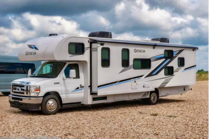 Spacious white Geneva Class C rv rental, a comfortable recreational vehicle for your next road trip.. Thor Geneva 2025