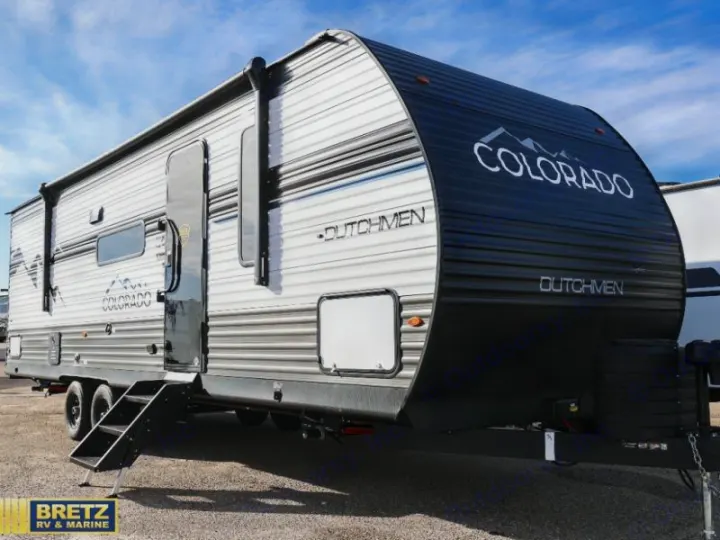 A modern black and gray Dutchmen Colorado travel trailer RV, ready for rv rental or a camping adventure.. Keystone RV Other 2026