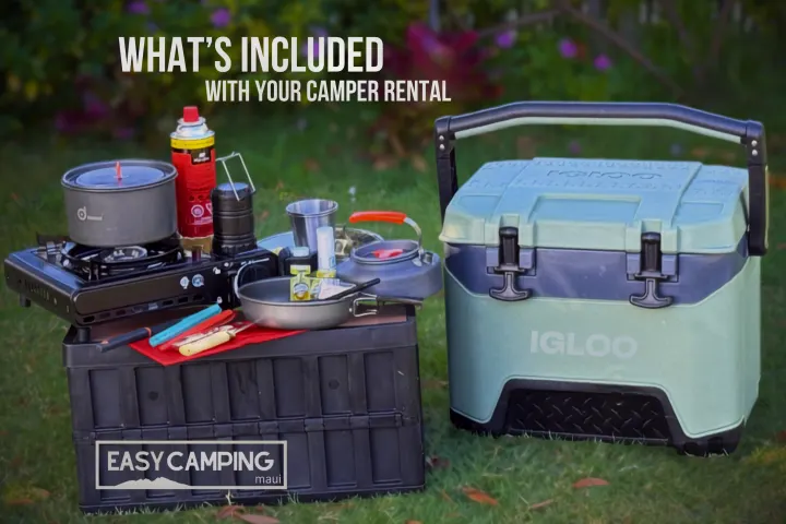 Your RV rental comes with essential camping kitchen gear: stove, cooler, pots, and utensils for easy outdoor cooking.. Jeep Gladiator 2022
