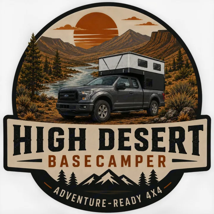 An adventure-ready 4x4 truck with a truck camper in a high desert landscape. Ideal for your next rv rental.. Four Wheel Campers Shell Models 2020