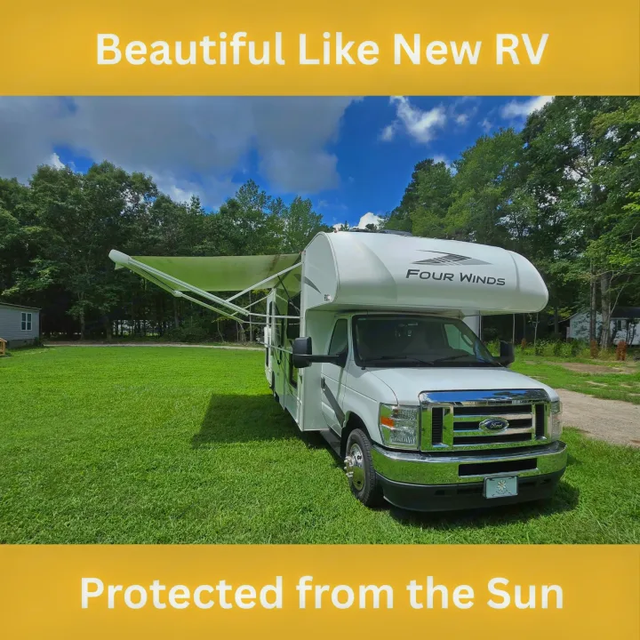 Beautiful, like-new Four Winds RV rental with extended awning for sun protection, perfect for your next outdoor adventure.. Thor Four Winds 2024