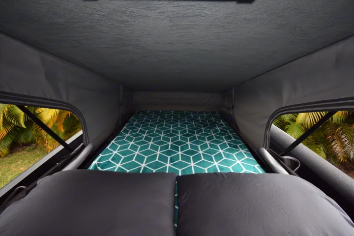 Upper Bed with Pillows. Mercedes Metris Pop-Top 2019
