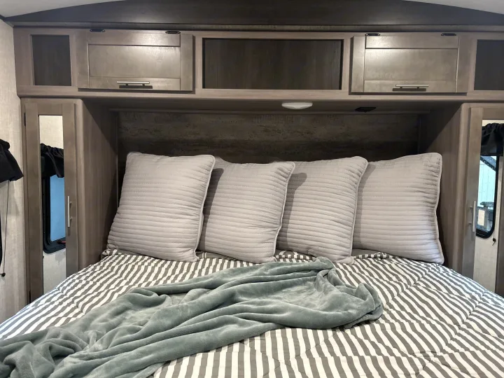 King size bed in main . Crossroads RV Sunset Trail 2022