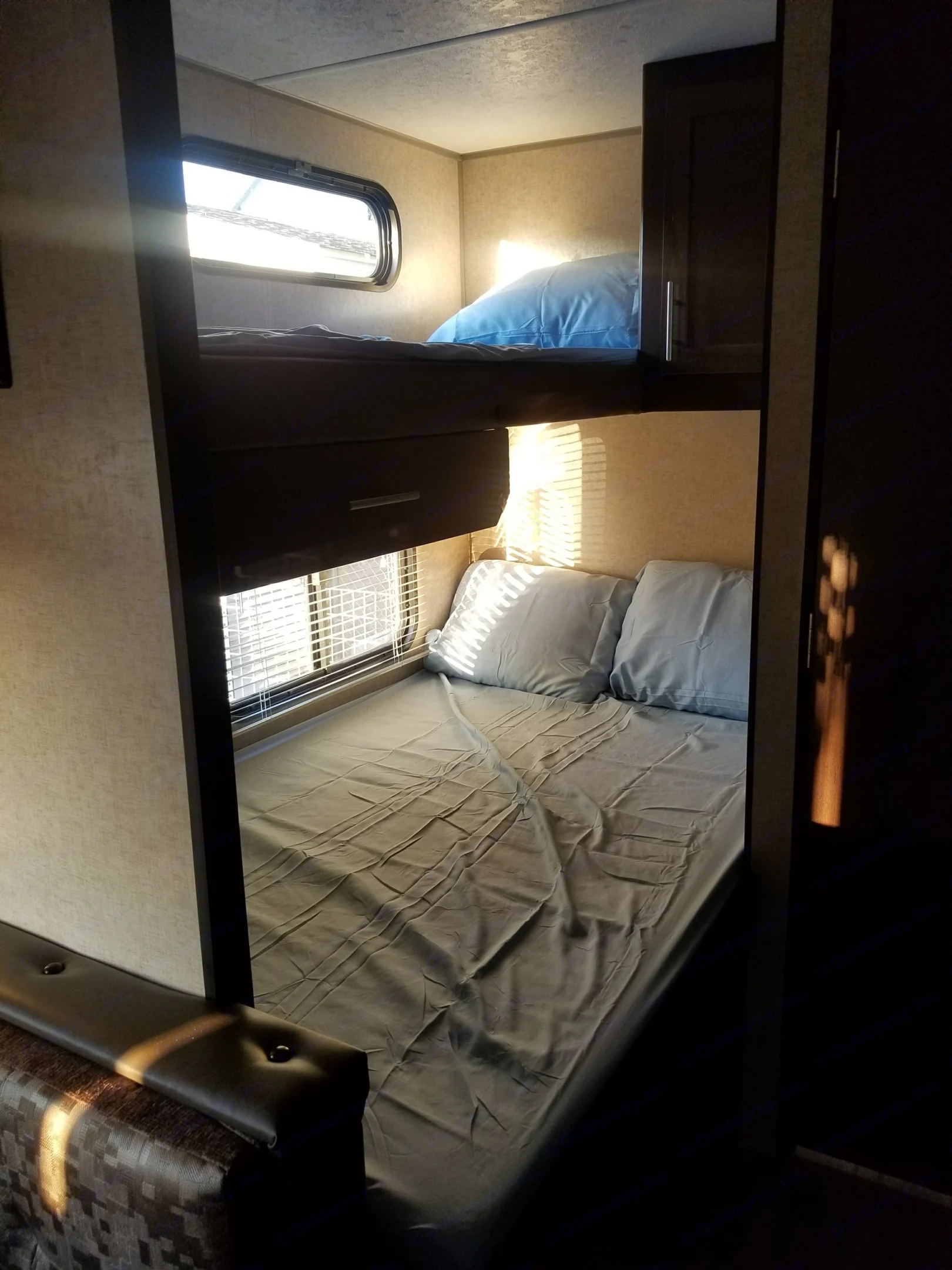 The bunks in the back. Double on bottom and single on top. grey wolf bunkhouse 2018