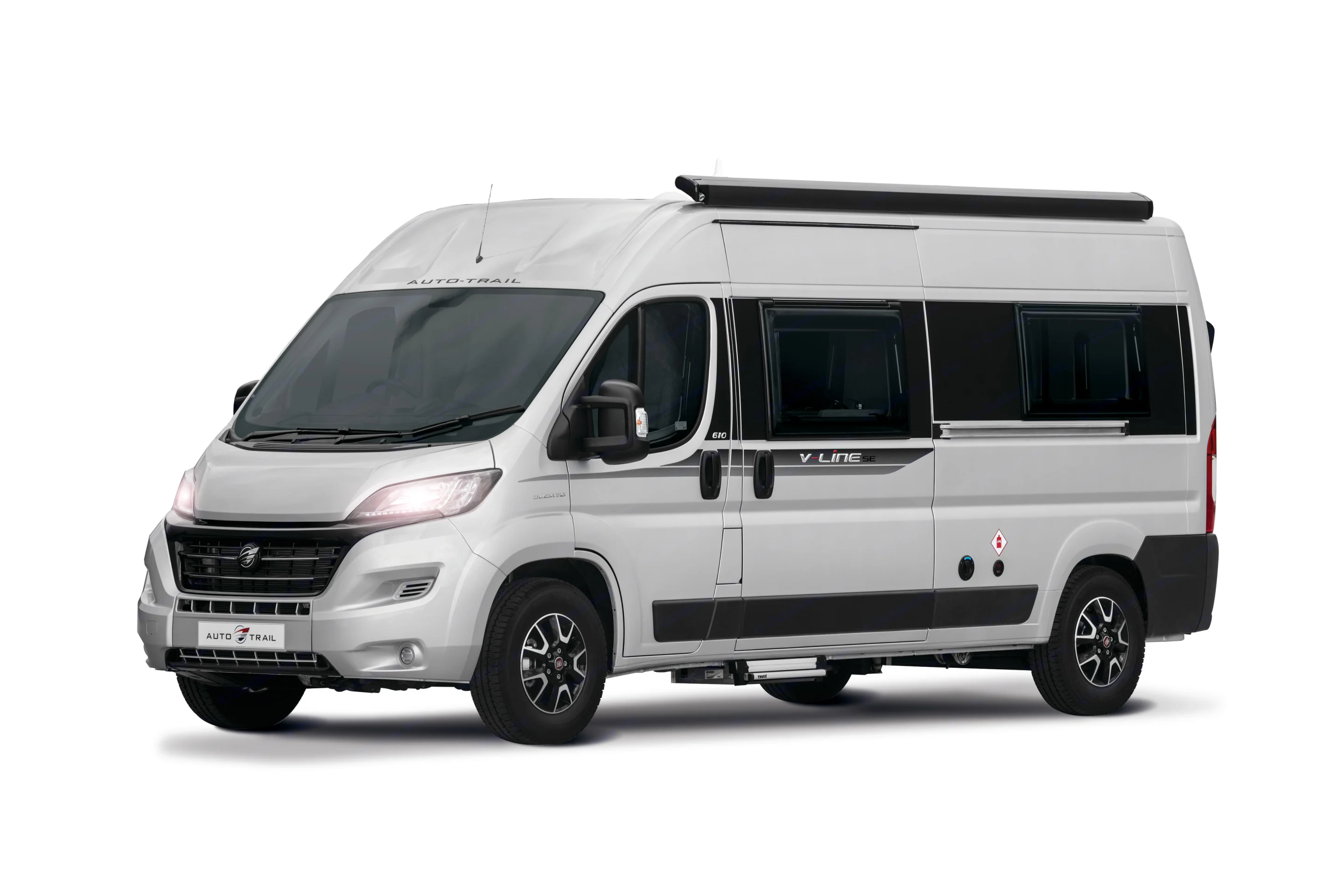 White Auto-Trail V-Line SE camper van, a spacious motorhome with an awning, ideal for rv rental travel.. Autotrail V-Line SE 2019