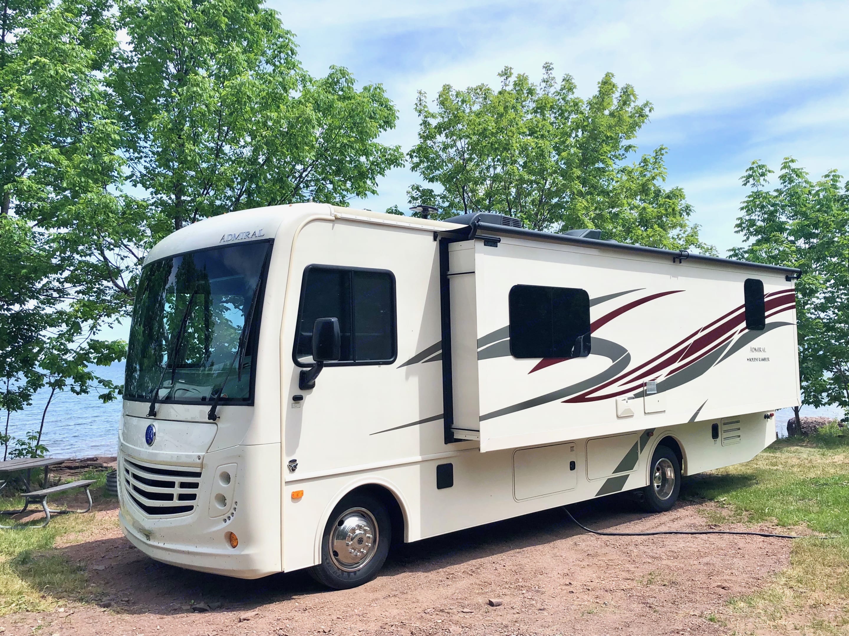 outside port side with slider out (at Lake Superior). HolidayRambler Admiral 2019